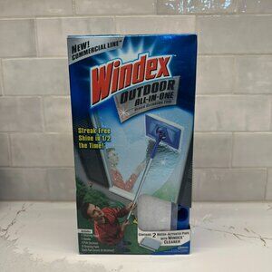 NEW! Windex Outdoor All In One Glass Cleaning Tool Commercial Line + 2 Pads